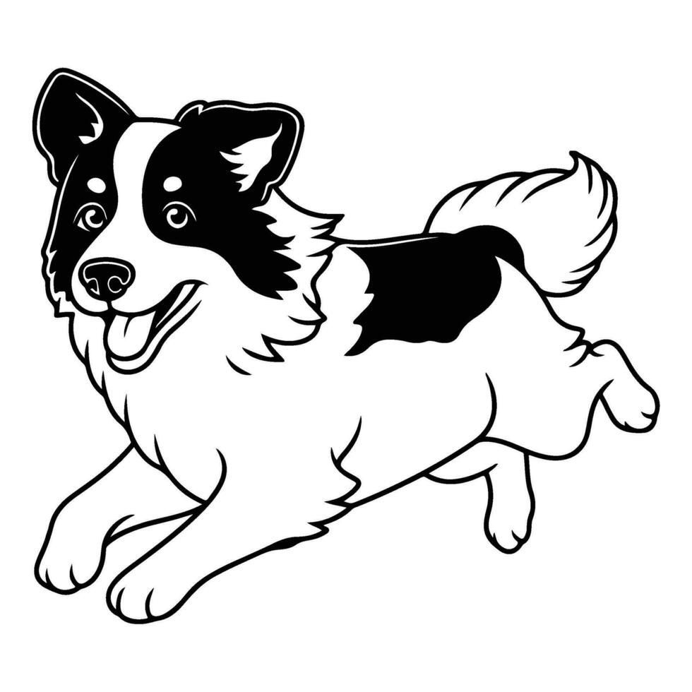 fronteira collie, mão desenhado desenho animado personagem, cachorro ícone. vetor