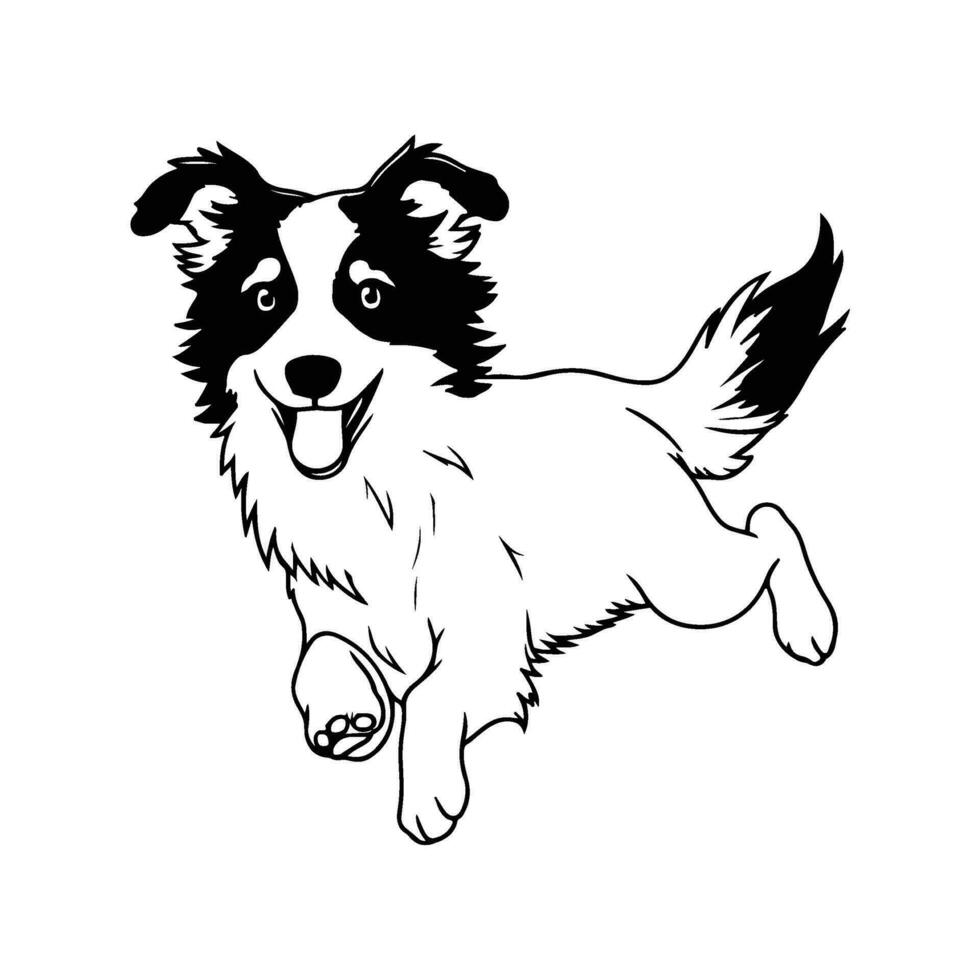 fronteira collie, mão desenhado desenho animado personagem, cachorro ícone. vetor