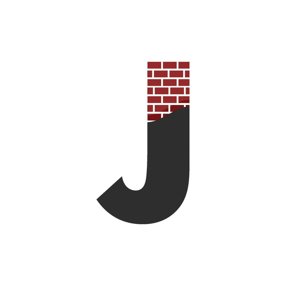 carta j com tijolo parede logotipo vetor Projeto construção empresa, criativo inicial carta e parede logotipo modelo