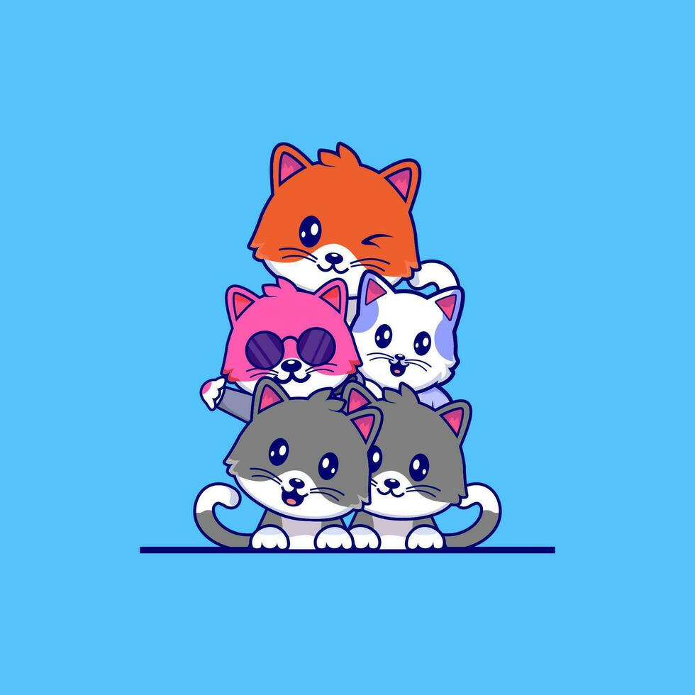 gato desenho animado vetor ícone, fofa e kawaii gatos vetor ilustrações