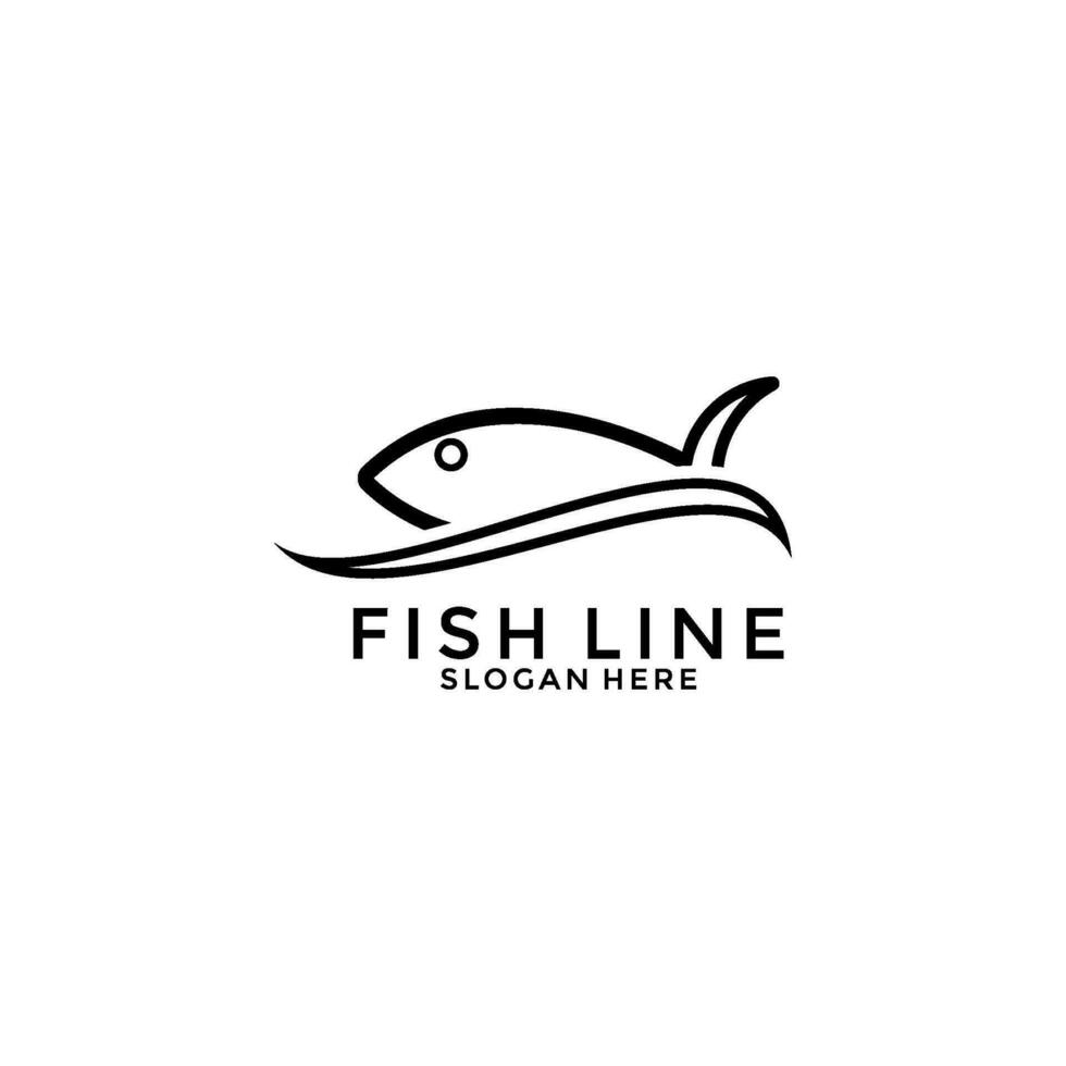 fresco peixe linha ícone vetor, peixe logotipo modelo vetor