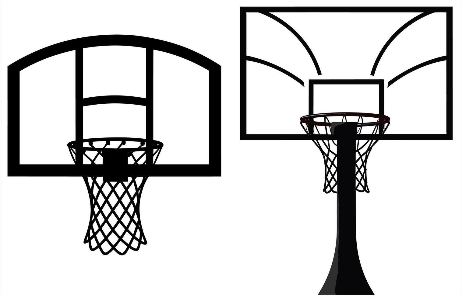 basquetebol aro vetor ilustração, vetor silhueta do basquetebol aro
