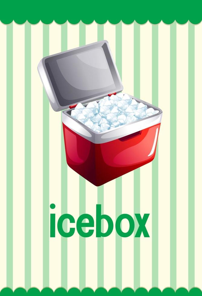vocabulário flashcard com palavra icebox vetor