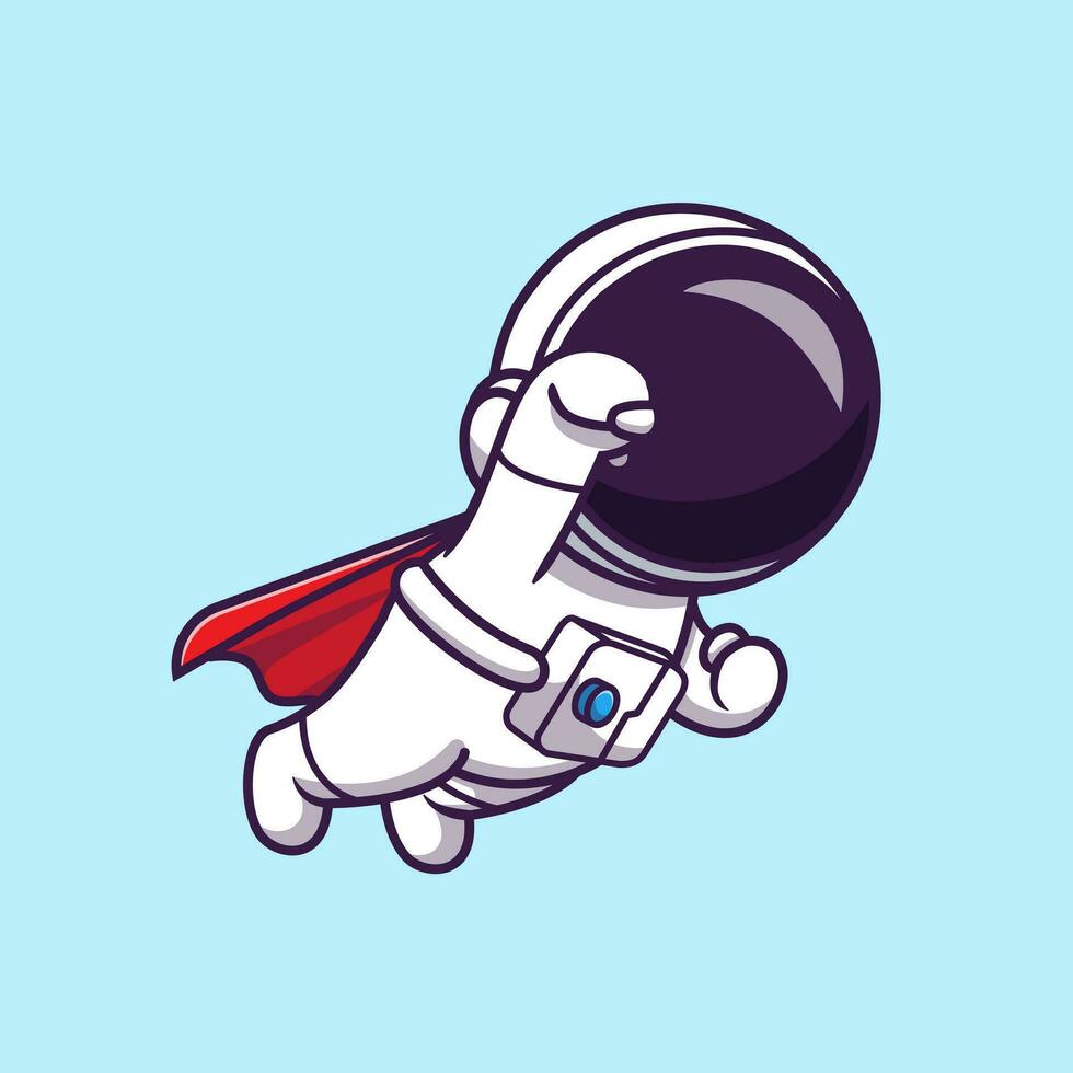 fofa astronauta super vôo desenho animado vetor ícone ilustração. Ciência tecnologia ícone conceito isolado Prêmio vetor. plano desenho animado estilo