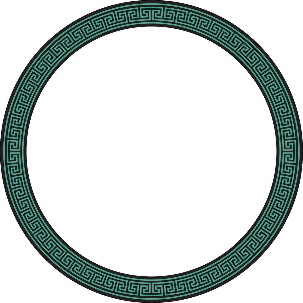 vetor volta verde e Preto clássico quadro. grego meandro. padrões do Grécia e antigo Roma. círculo europeu fronteira