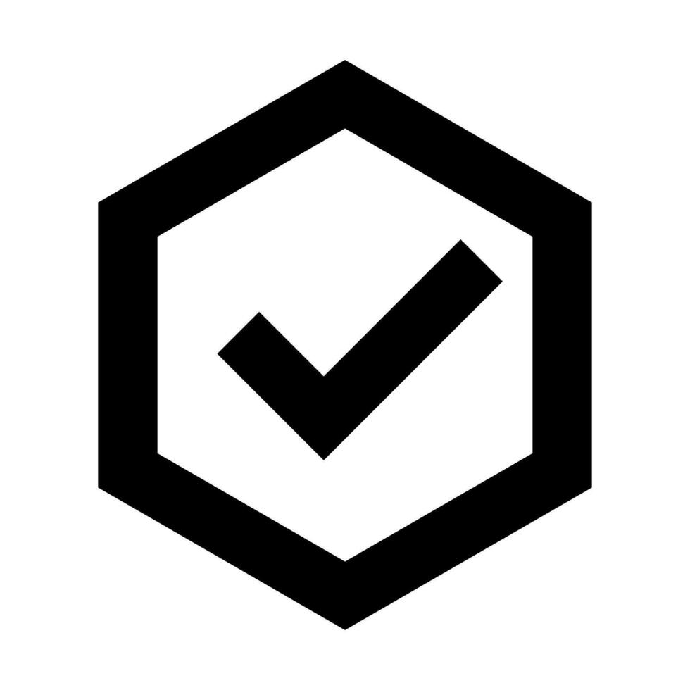 hexagonal Verifica marca silhueta ícone. certificação e aprovação. vetor. vetor