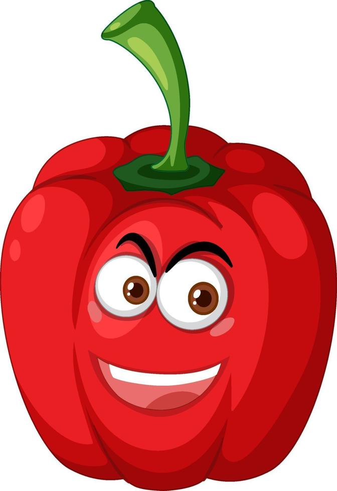 personagem de desenho animado de capsicum vermelho com expressão de rosto feliz em fundo branco vetor