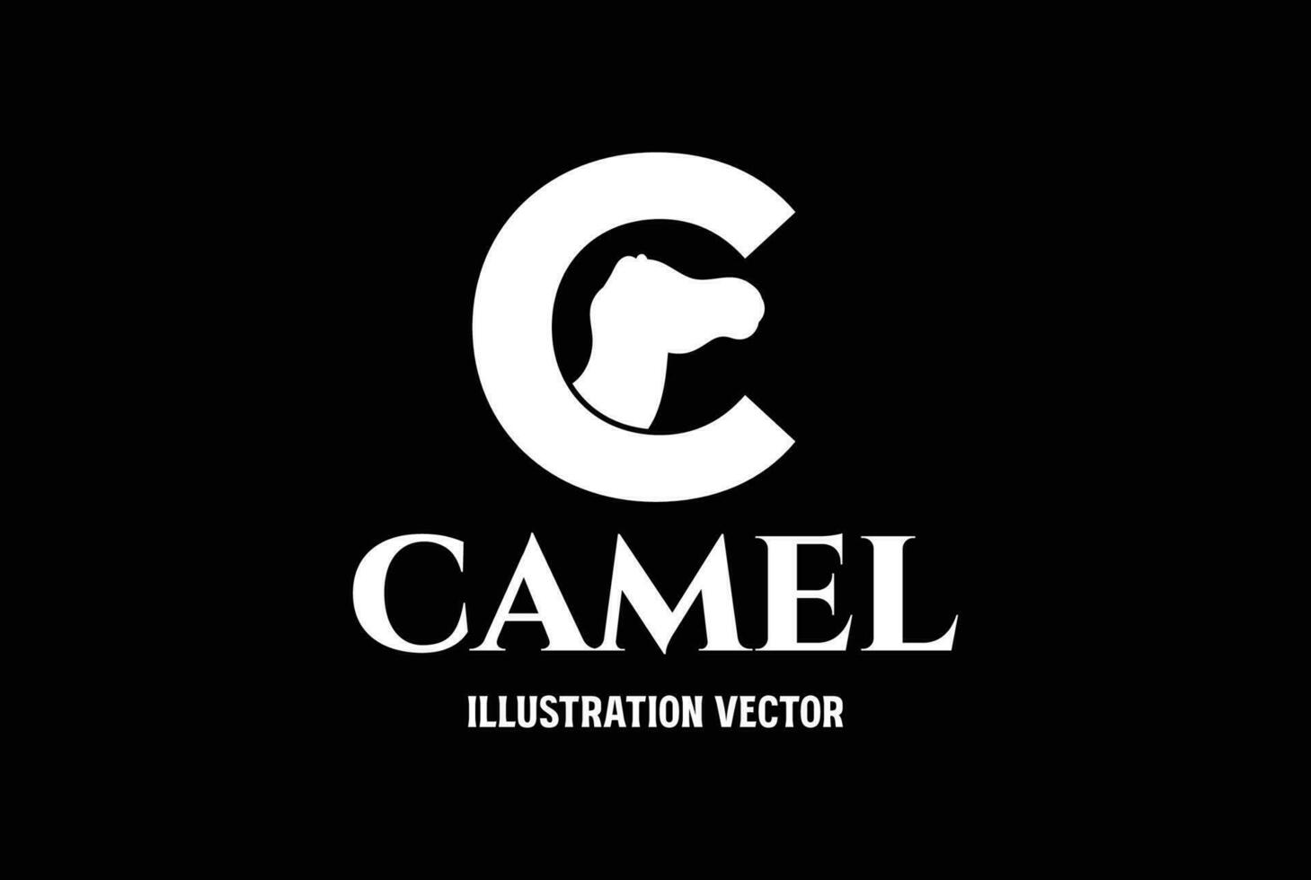 inicial carta c para camelo caravana placa símbolo ícone ilustração vetor