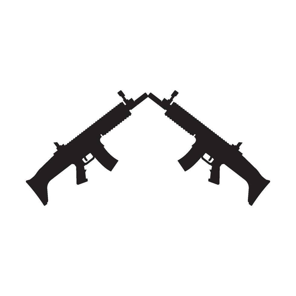 Pixel art m4 rifle m16 ícone de vetor de arma de fogo para jogo de 8 bits  em fundo branco