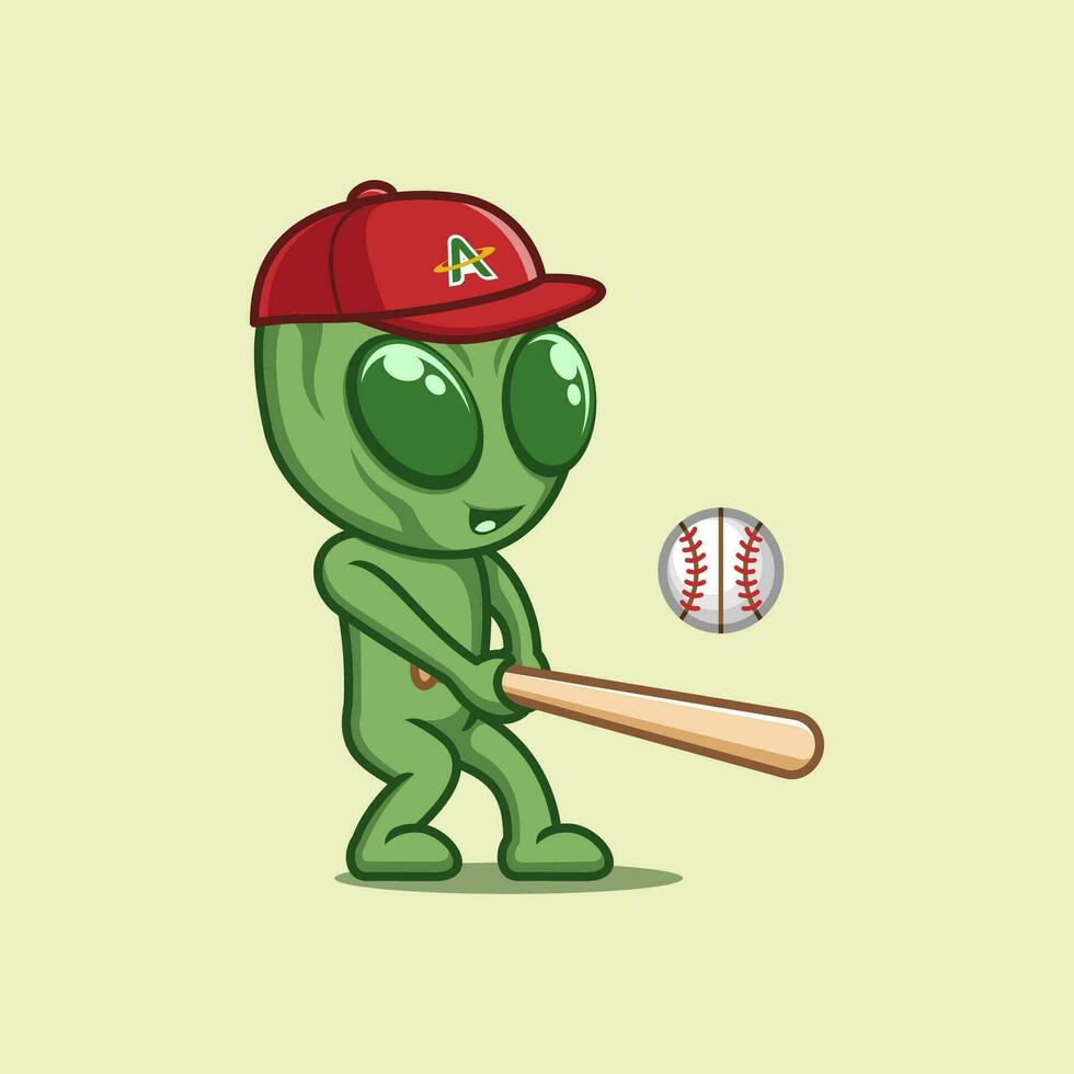 fofa desenho animado estrangeiro jogando beisebol vetor