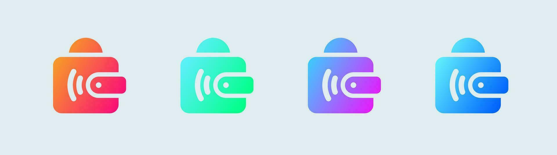digital carteira sólido ícone dentro gradiente cores. Forma de pagamento sinais vetor ilustração.