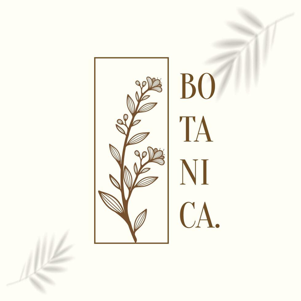 floral elemento mão desenhado botânico logotipo com selvagem flor vetor