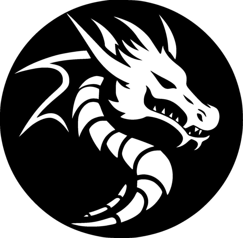 Dragão - Preto e branco isolado ícone - vetor ilustração