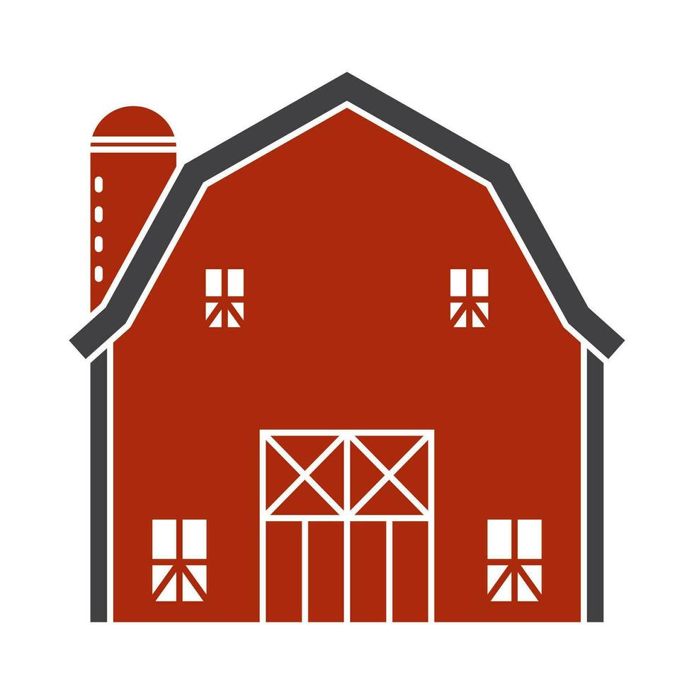 celeiro ou Fazenda casa com pólo celeiros plano cor ícone para apps ou sites vetor