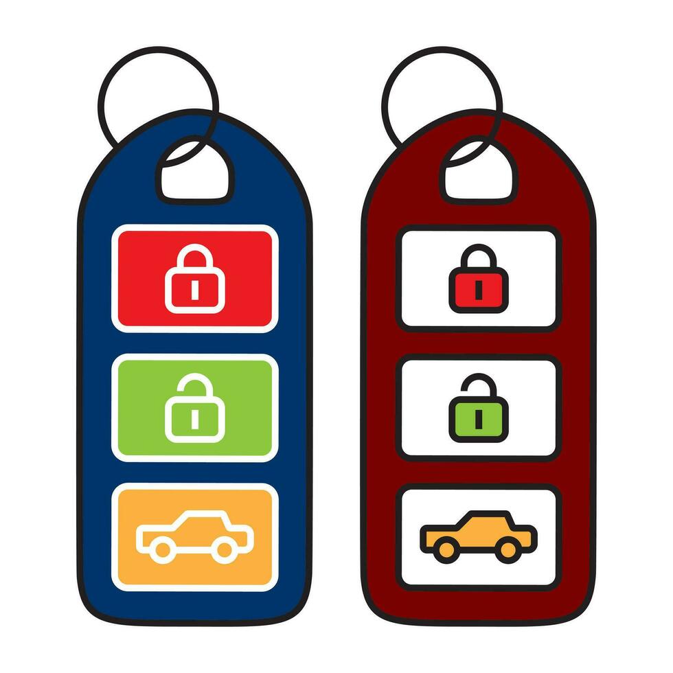 carro inteligente chave ou automóvel sem chave inteligente chave plano cores ícone para apps e sites vetor