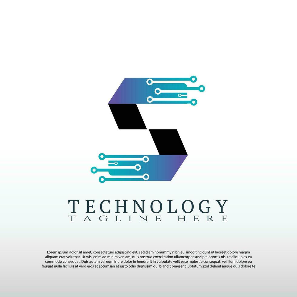 tecnologia logotipo com inicial s carta. futuro tecnologia ícone. ilustração elemento-vetor vetor