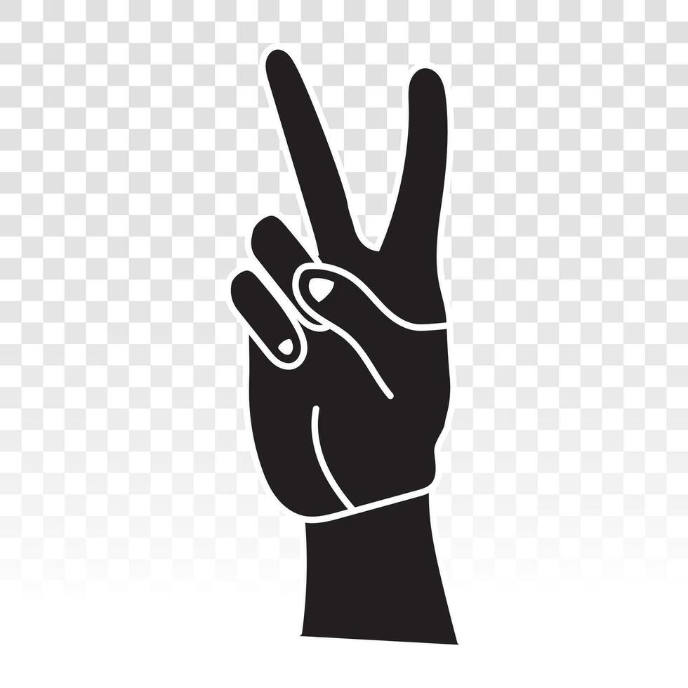 dois dedos gestos placa ícone para vitória ou Paz placa para apps e sites vetor