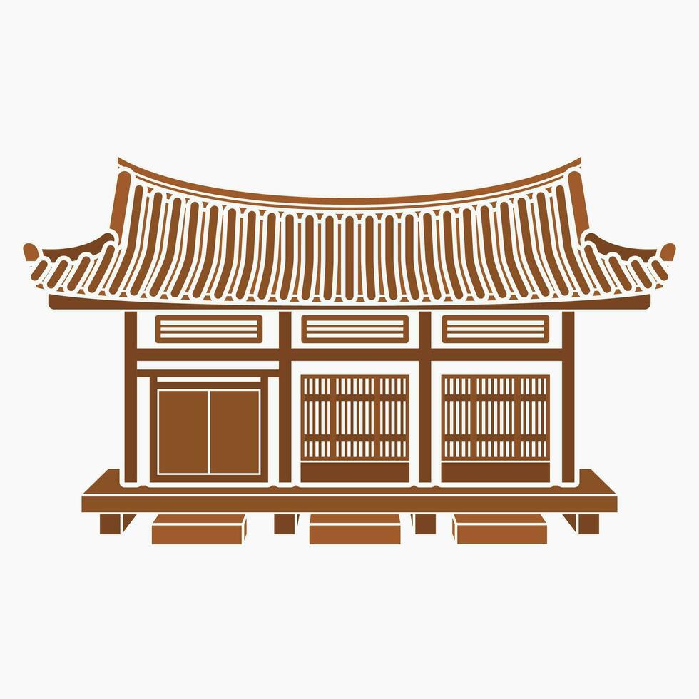 editável vetor ilustração do plano monocromático estilo frente Visão Largo tradicional hanok coreano casa construção para obra de arte elemento do oriental história e cultura relacionado Projeto
