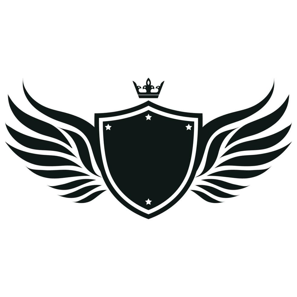 escudo logotipo ilustração com asas vetor