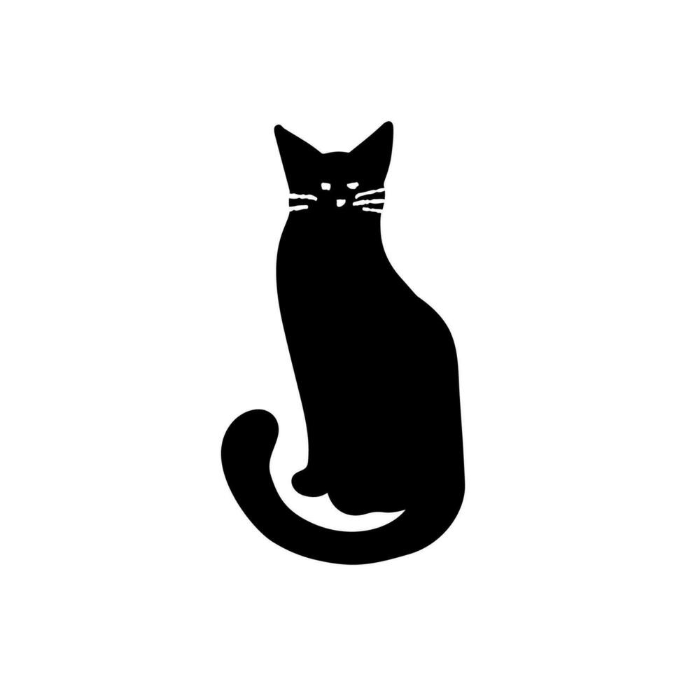 Preto gato silhueta ilustração isolado em branco vetor