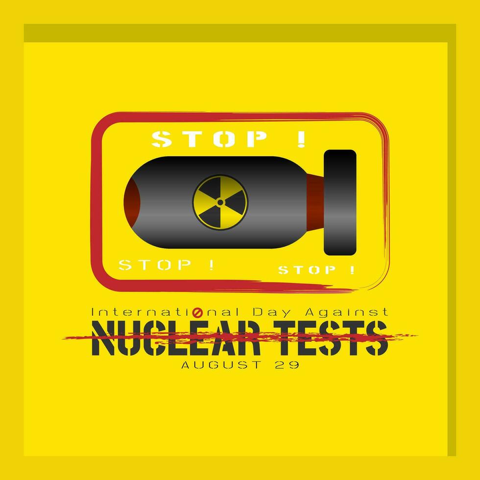 internacional dia contra nuclear testes logotipo dentro amarelo cor vetor