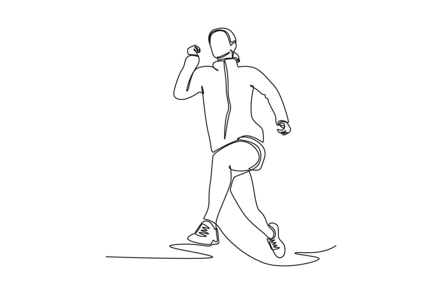 1 contínuo linha desenhando do feliz pessoas corrida rápido, apressando-se e Caçando conceito. rabisco vetor ilustração dentro simples linear estilo.