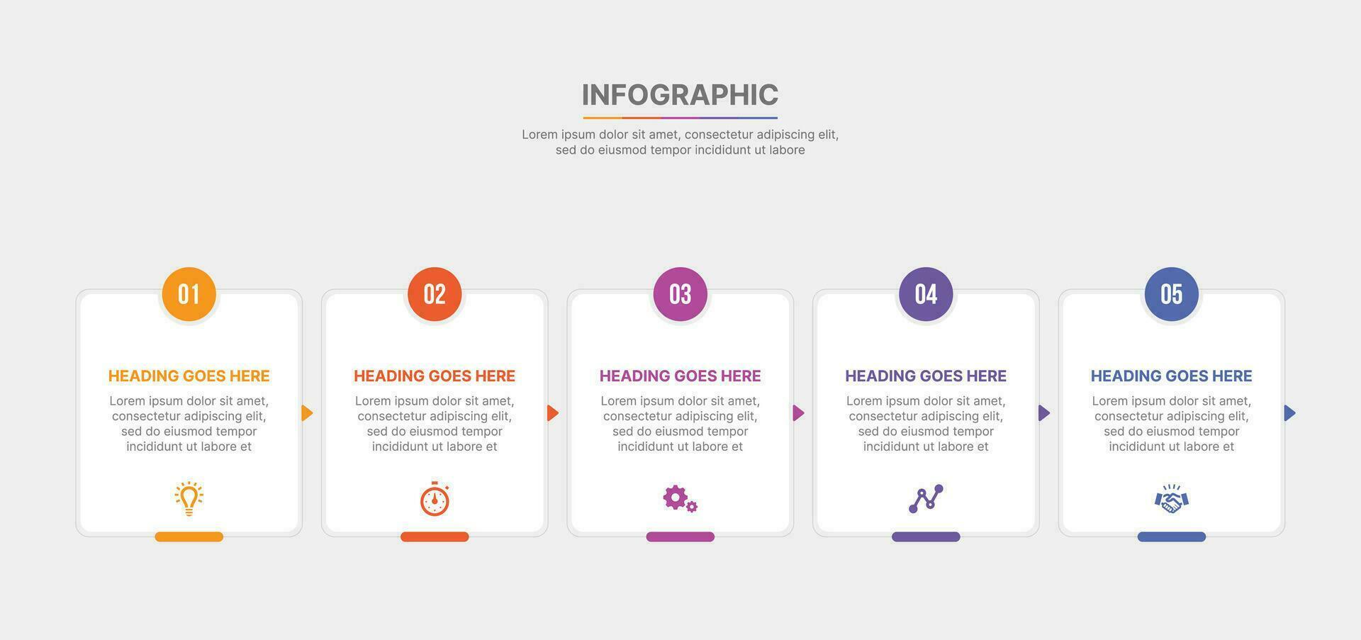 cinco opções seta quadrado infográfico modelo Projeto vetor