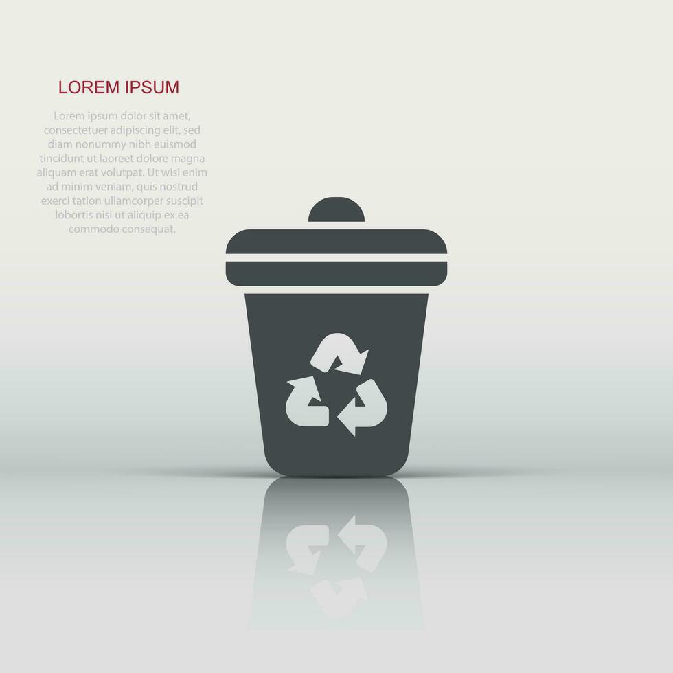 ícone de lata de lixo em estilo simples. reciclar a ilustração vetorial no fundo branco isolado. conceito de negócio de sinal de cesta de lixo. vetor