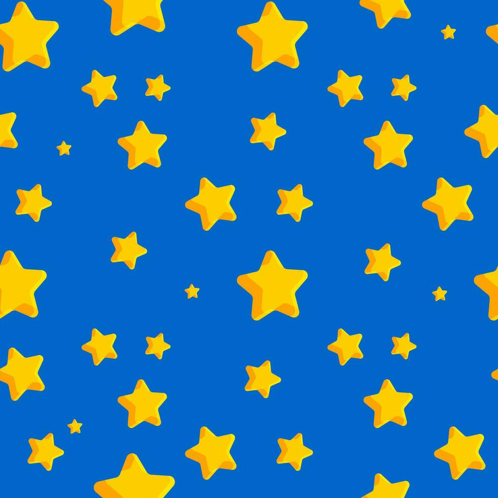 a estrelas estão amarelo em uma azul fundo. estrelado céu. desatado fofa padronizar para moderno têxtil e decorativo papel. vetor. vetor