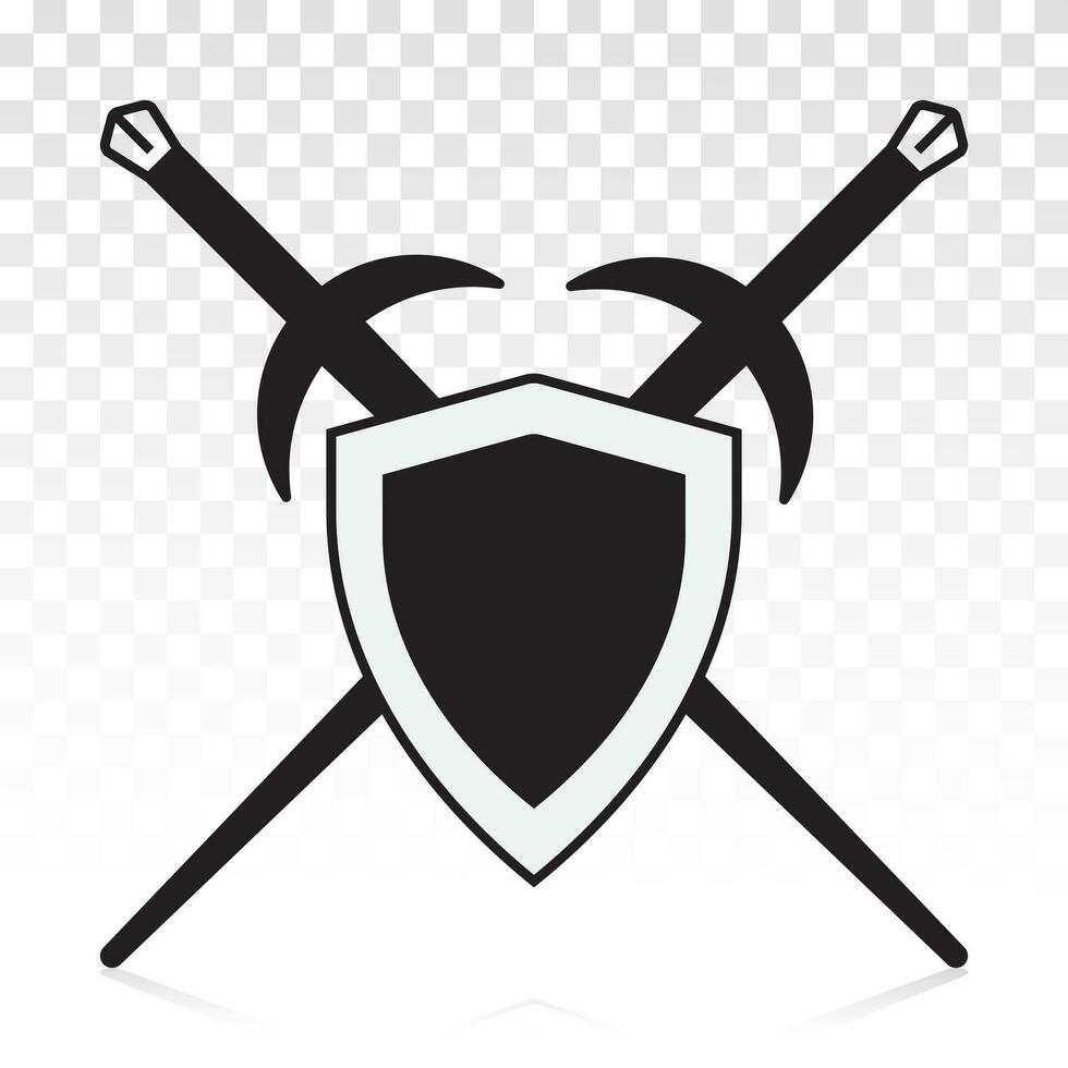 espada e escudo ou cruzado espada bainha dentro a escudo - plano vetor ícones para apps e sites