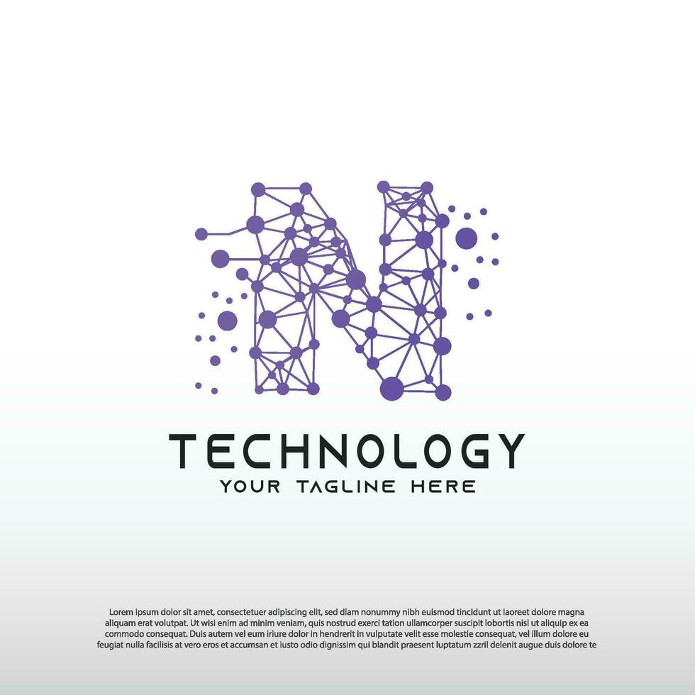 tecnologia logotipo com inicial n carta, rede ícone -vetor vetor