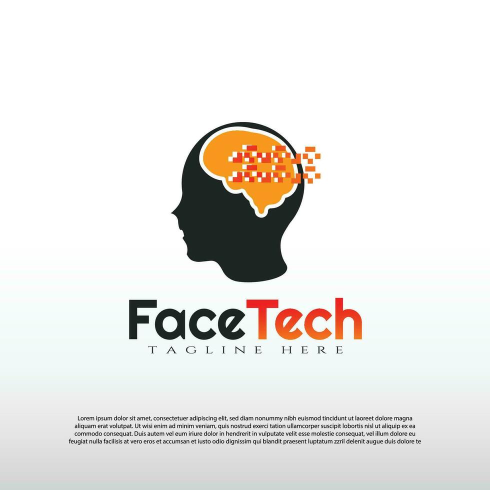 tecnologia logotipo com humano face conceito projeto, ilustração elemento-vetor vetor