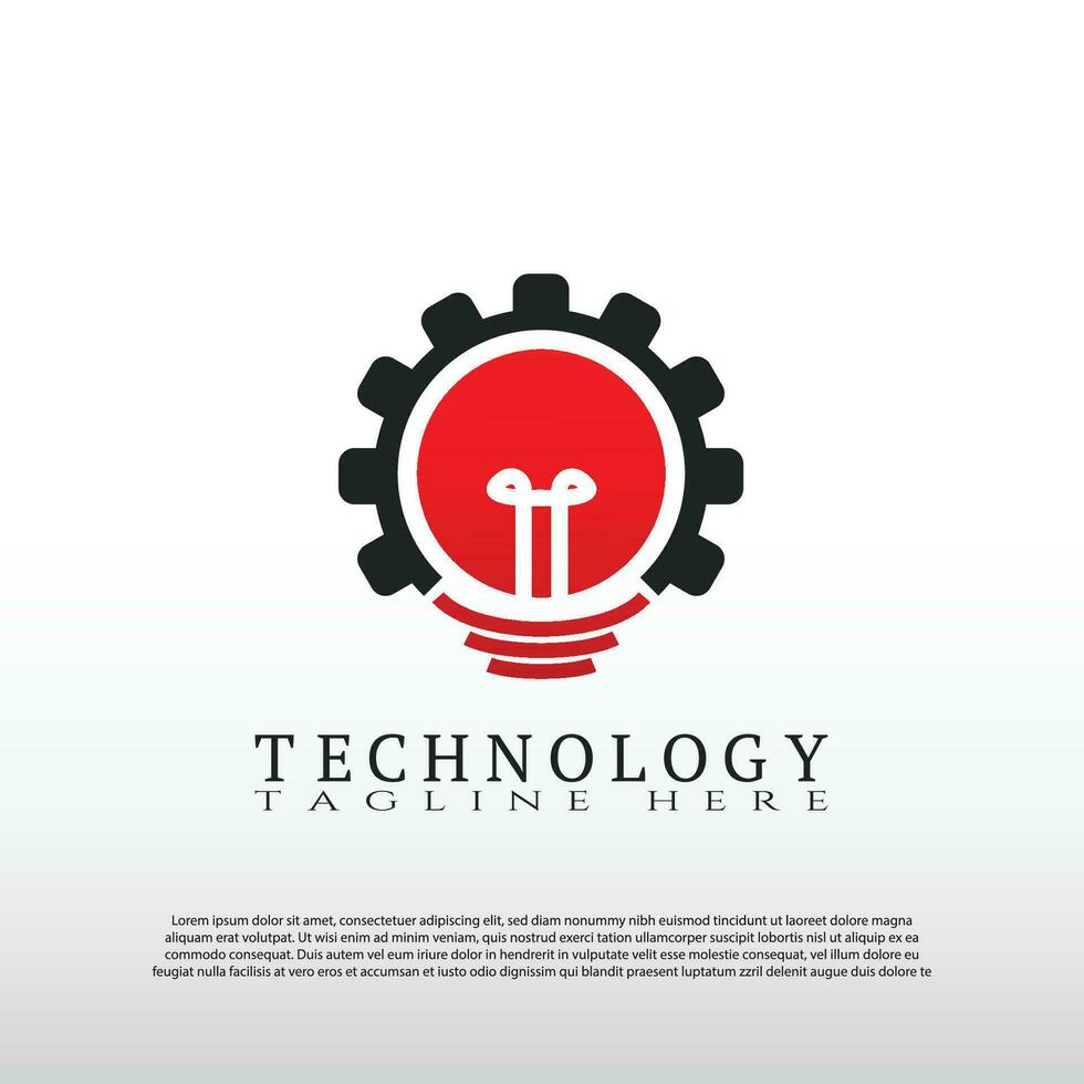 tecnologia logotipo com luz lâmpada conceito. lâmpada ideia. tecnologia e rede ícone -vetor vetor