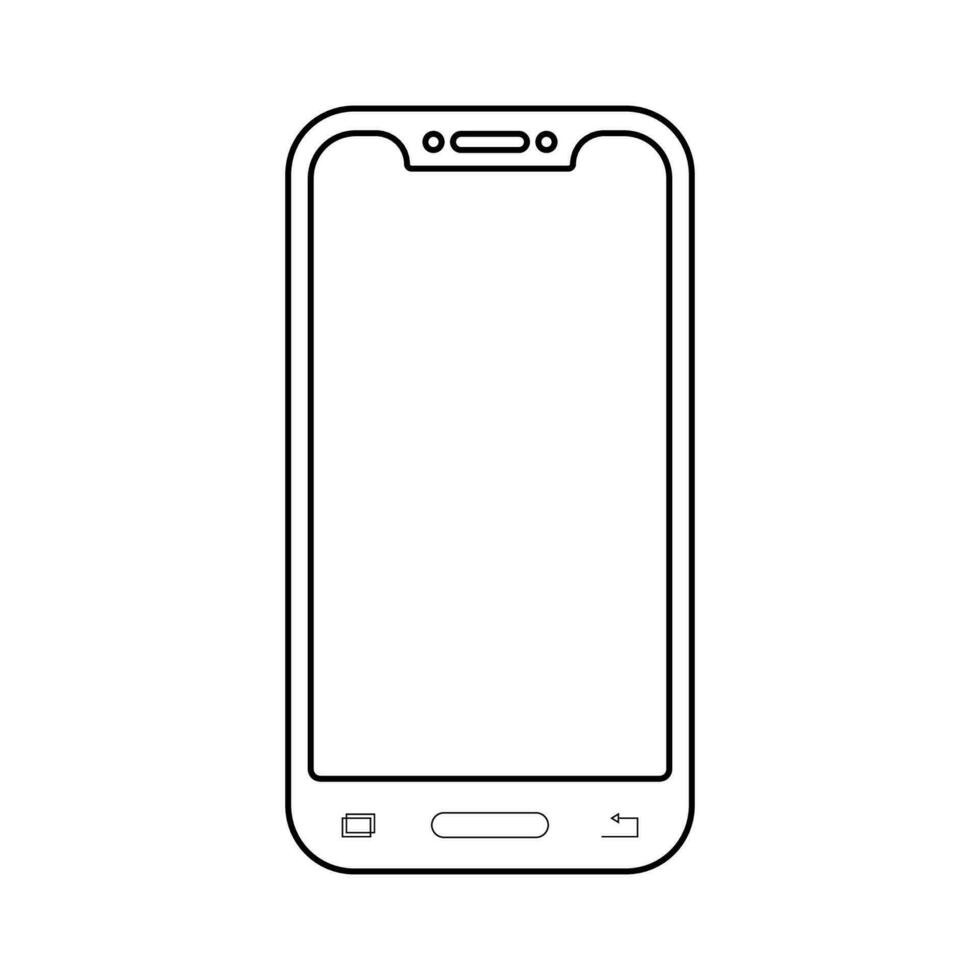 Móvel telefone com uma em branco tela e plano estilo com isolado em uma branco fundo. brincar modelo projeto, Smartphone ícone. vetor ilustração elemento