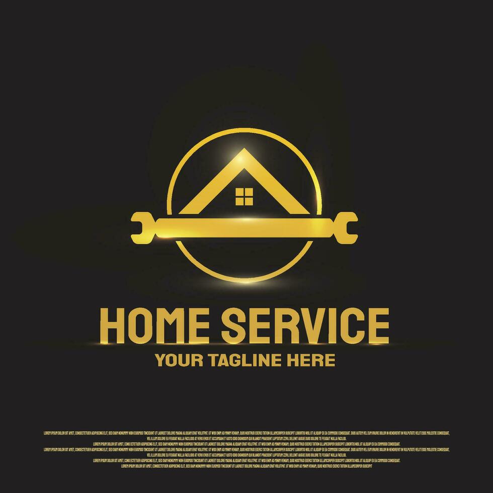 casa serviço logotipo Projeto com engrenagens e chave inglesa conceito. máquina Engenharia placa. vetor tecnologia ícone