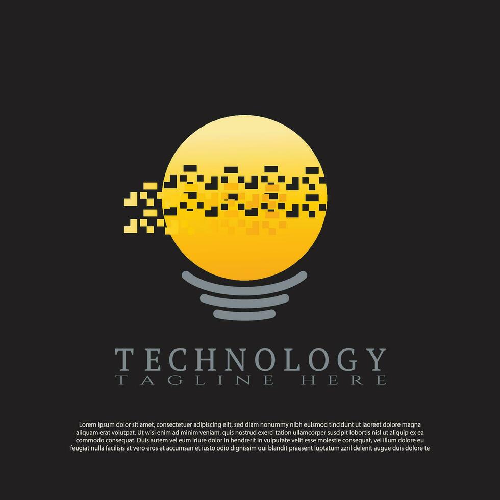 tecnologia logotipo com luz lâmpada conceito. lâmpada ideia. tecnologia e rede ícone -vetor vetor