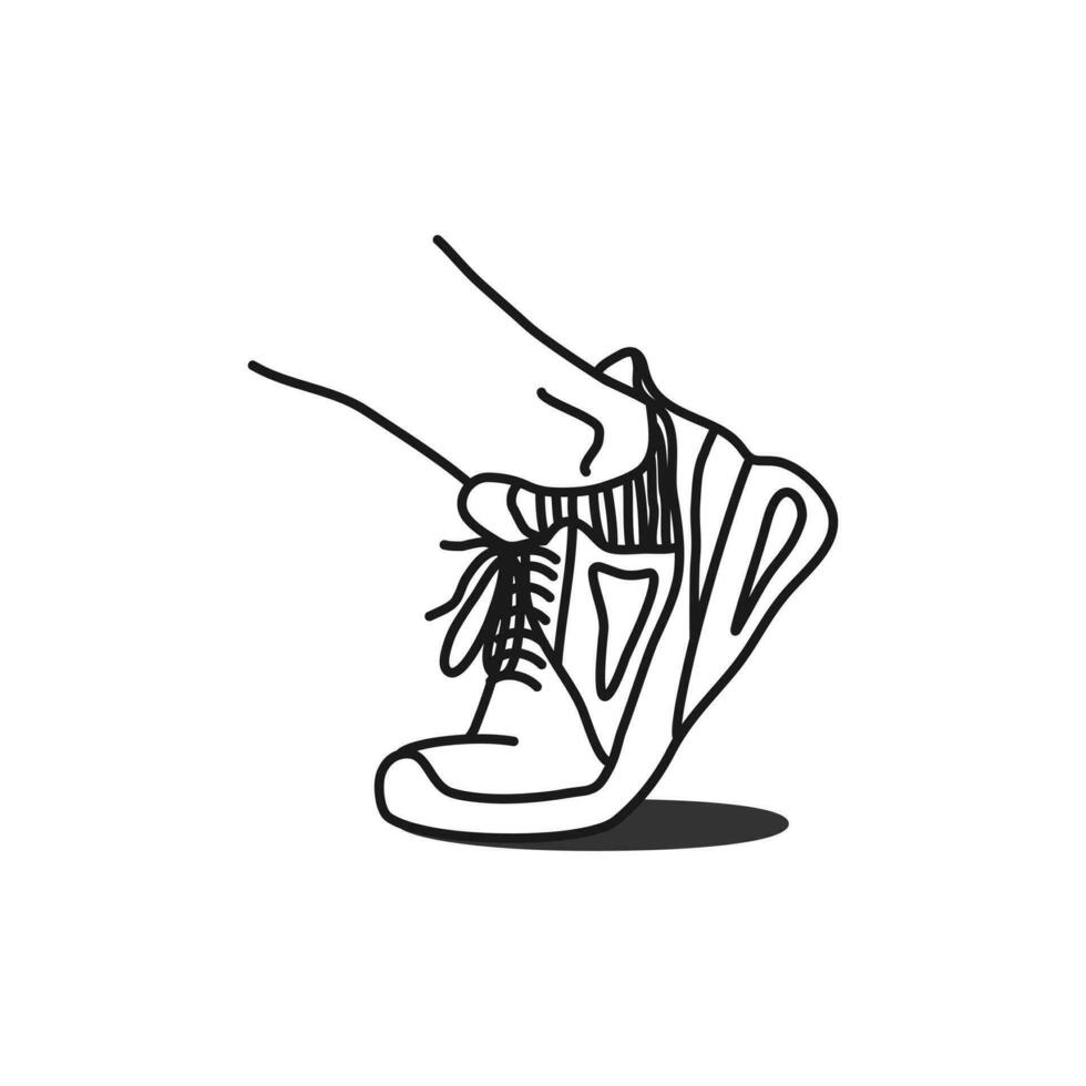 tênis ícone dentro monocromático rabisco estilo isolado em branco fundo. esporte e ginástica símbolo estoque vetor ilustração.
