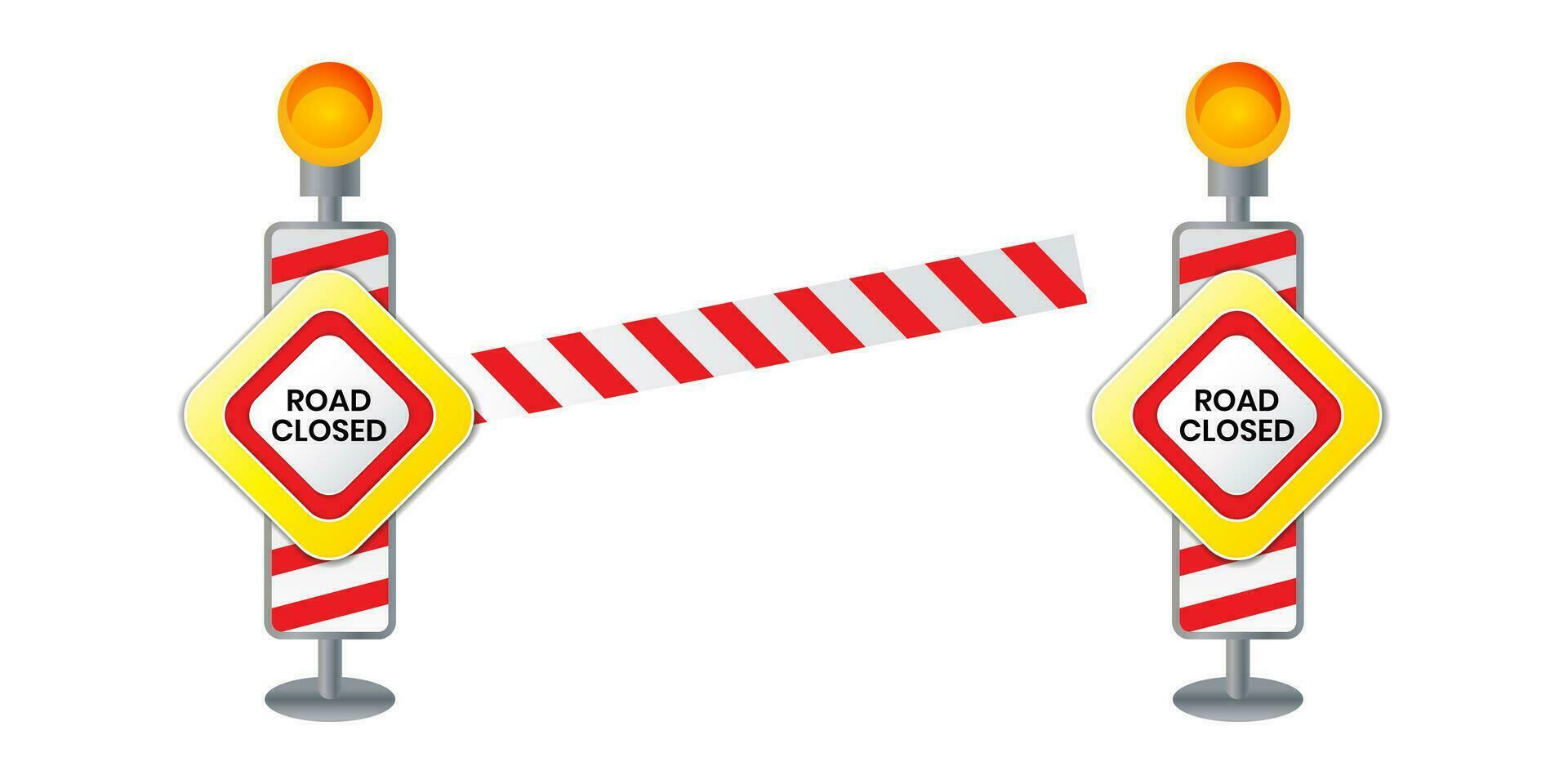 fechadas estrada placa para barreira construção marcação vetor