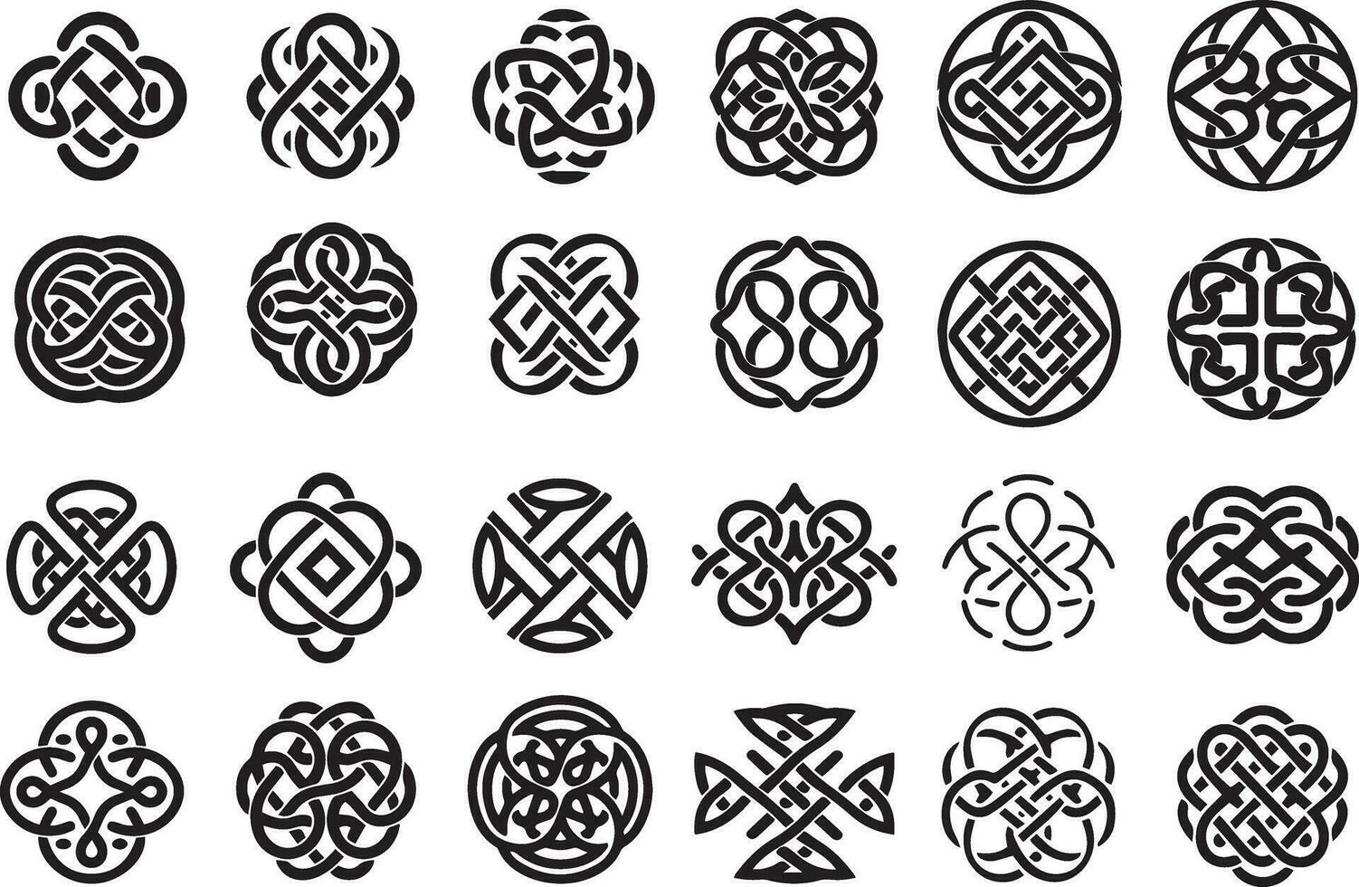 conjunto do antigo céltico nó padrões e símbolos vetor