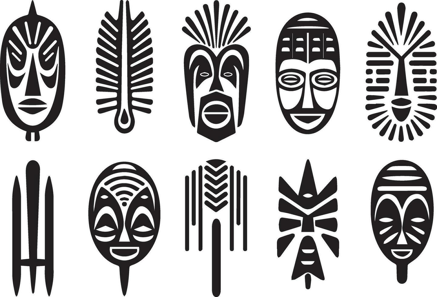 conjunto do africano tribal máscaras, tribal máscaras vetor ilustração