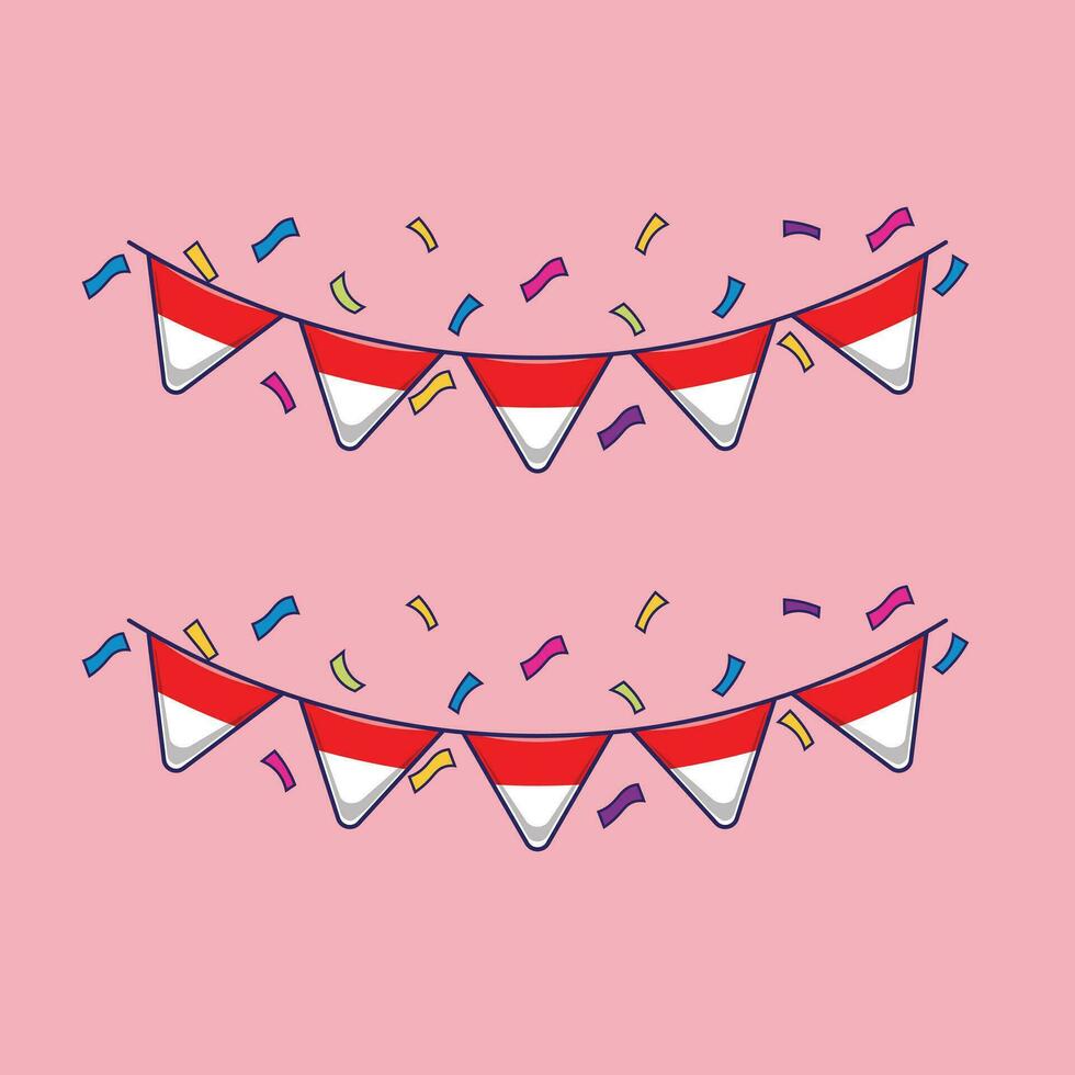 plano Projeto vetor ilustrações do indonésio bandeira com alguns decoração