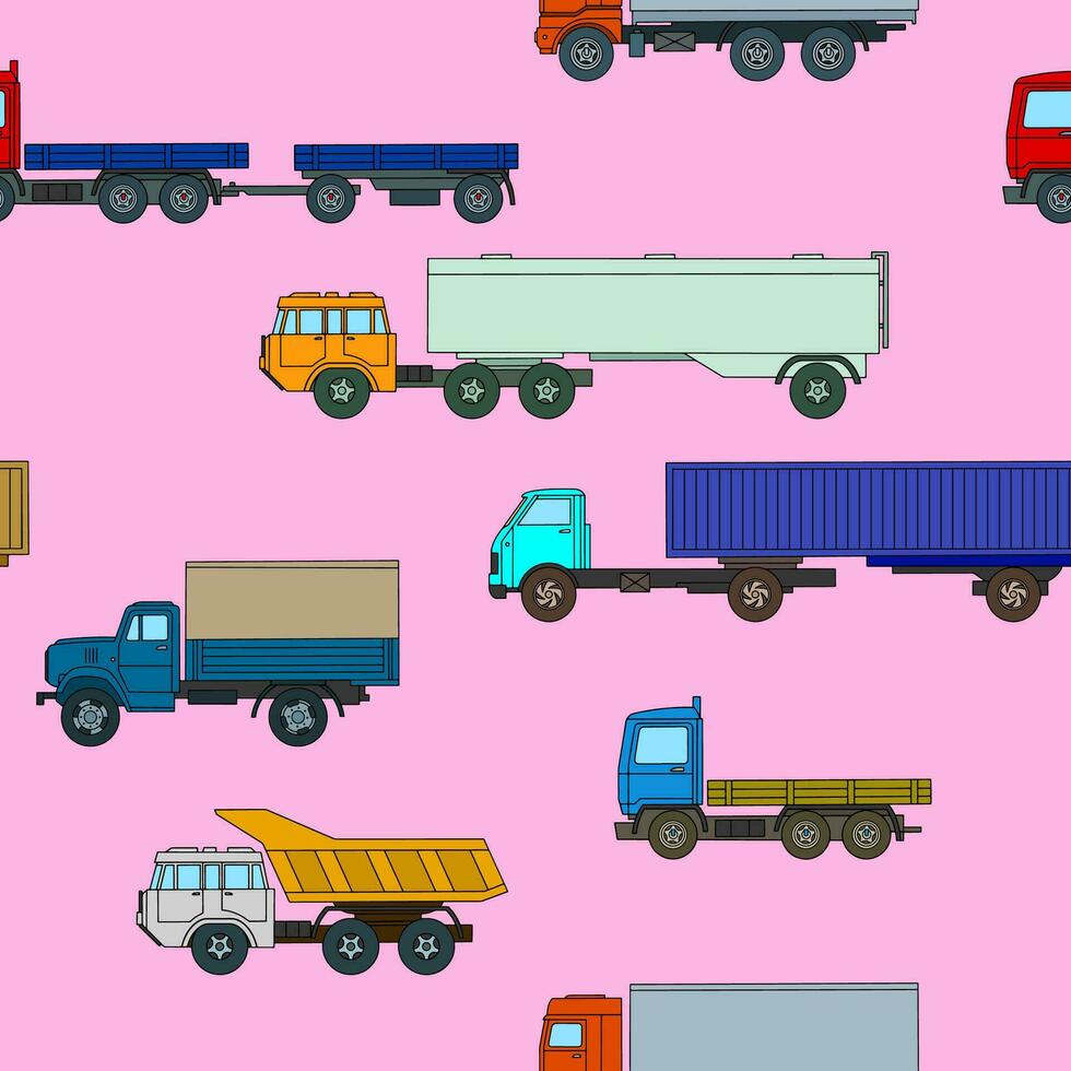 multicolorido desenho animado caminhão padronizar para impressão e decoração. vetor ilustração.