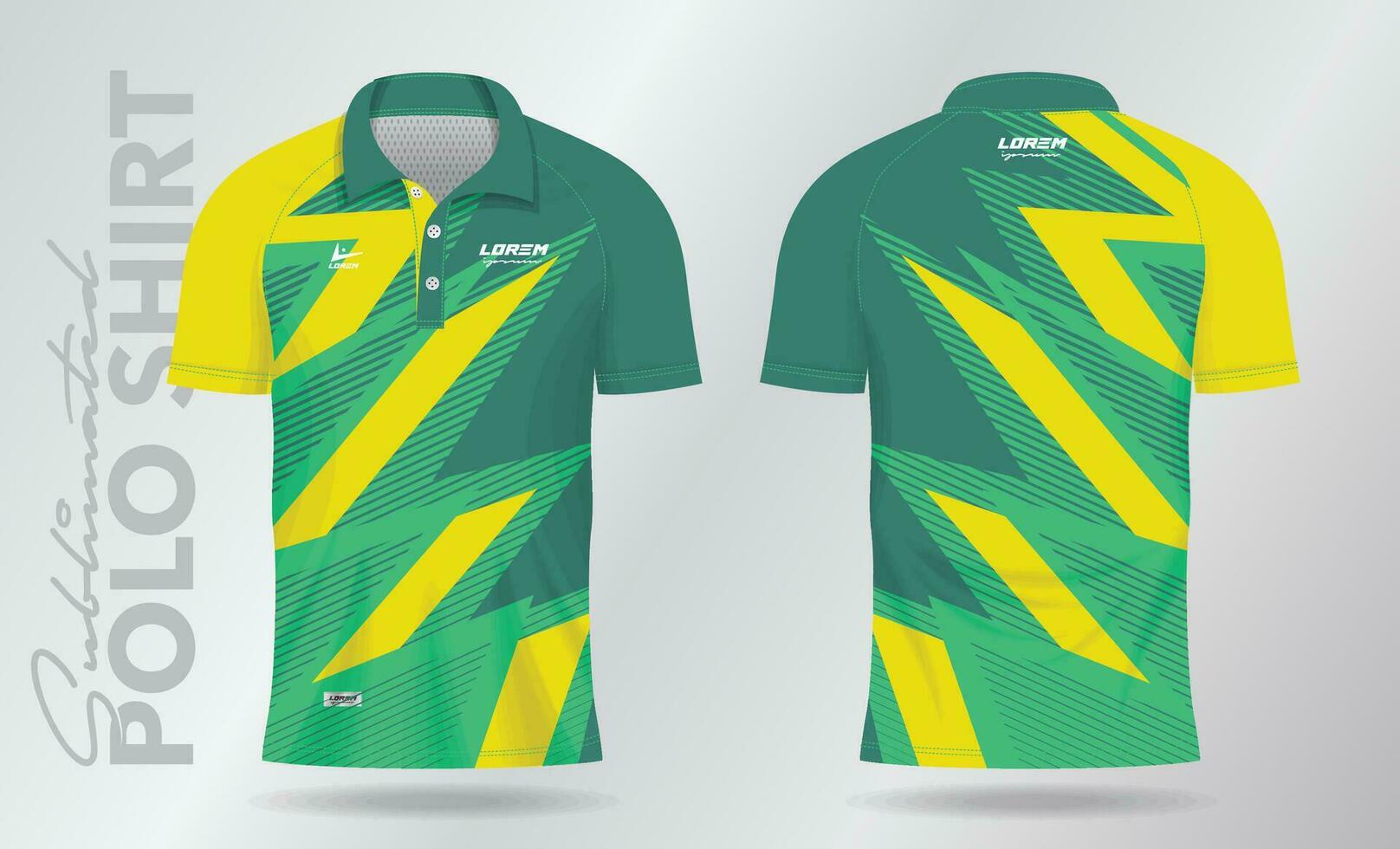 verde amarelo sublimação pólo camisa brincar modelo Projeto para badminton camisa, tênis, futebol, futebol ou esporte uniforme vetor