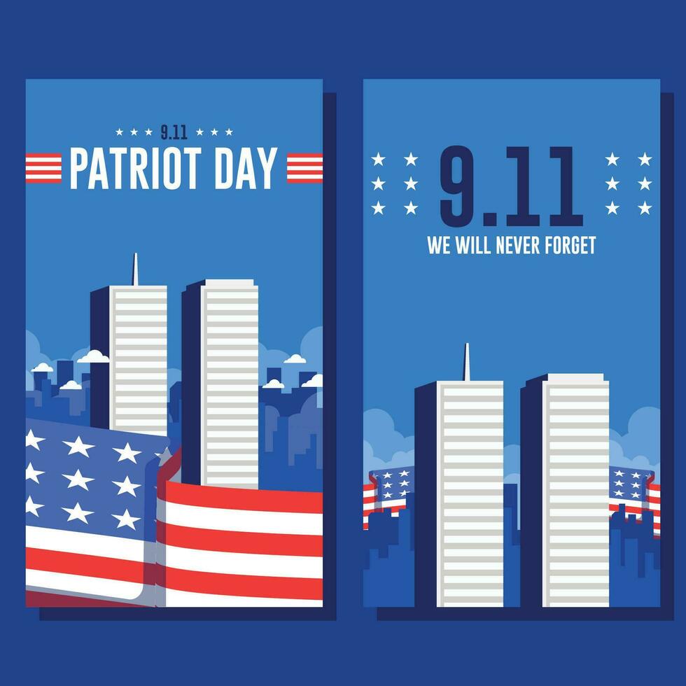 9 11 patriota dia plano vertical bandeira fundo modelo vetor