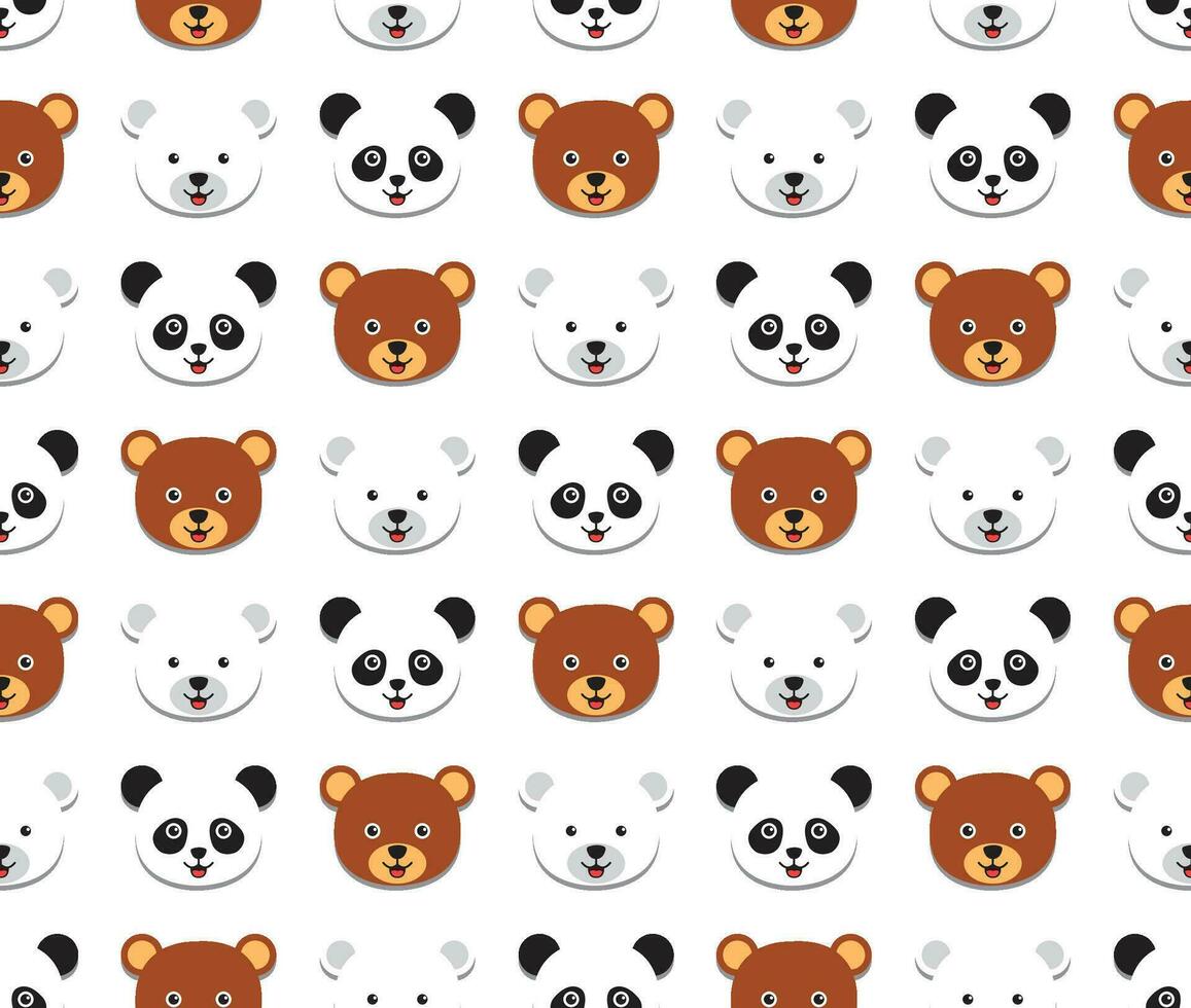 Urso coleção, querida urso, polar Urso e panda em branco fundo. kawaii animal crianças desatado padronizar Projeto para invólucro papel, tecido e têxtil. vetor