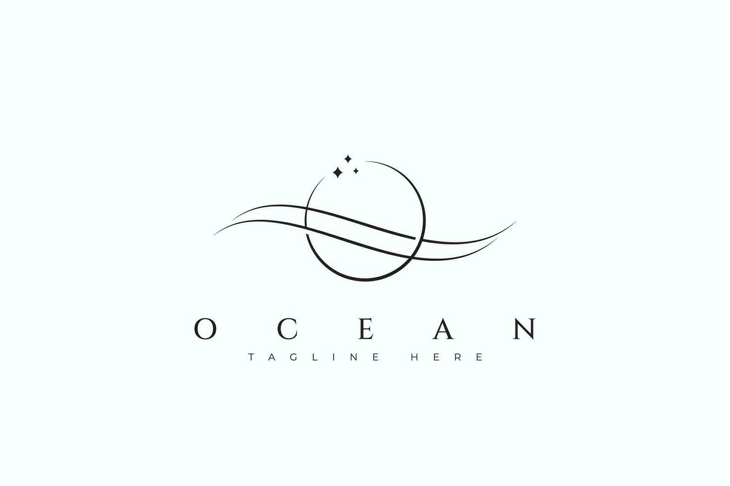 onda do oceano eclipse abstrato ilustração símbolo minimalista conceito logotipo modelo. vetor