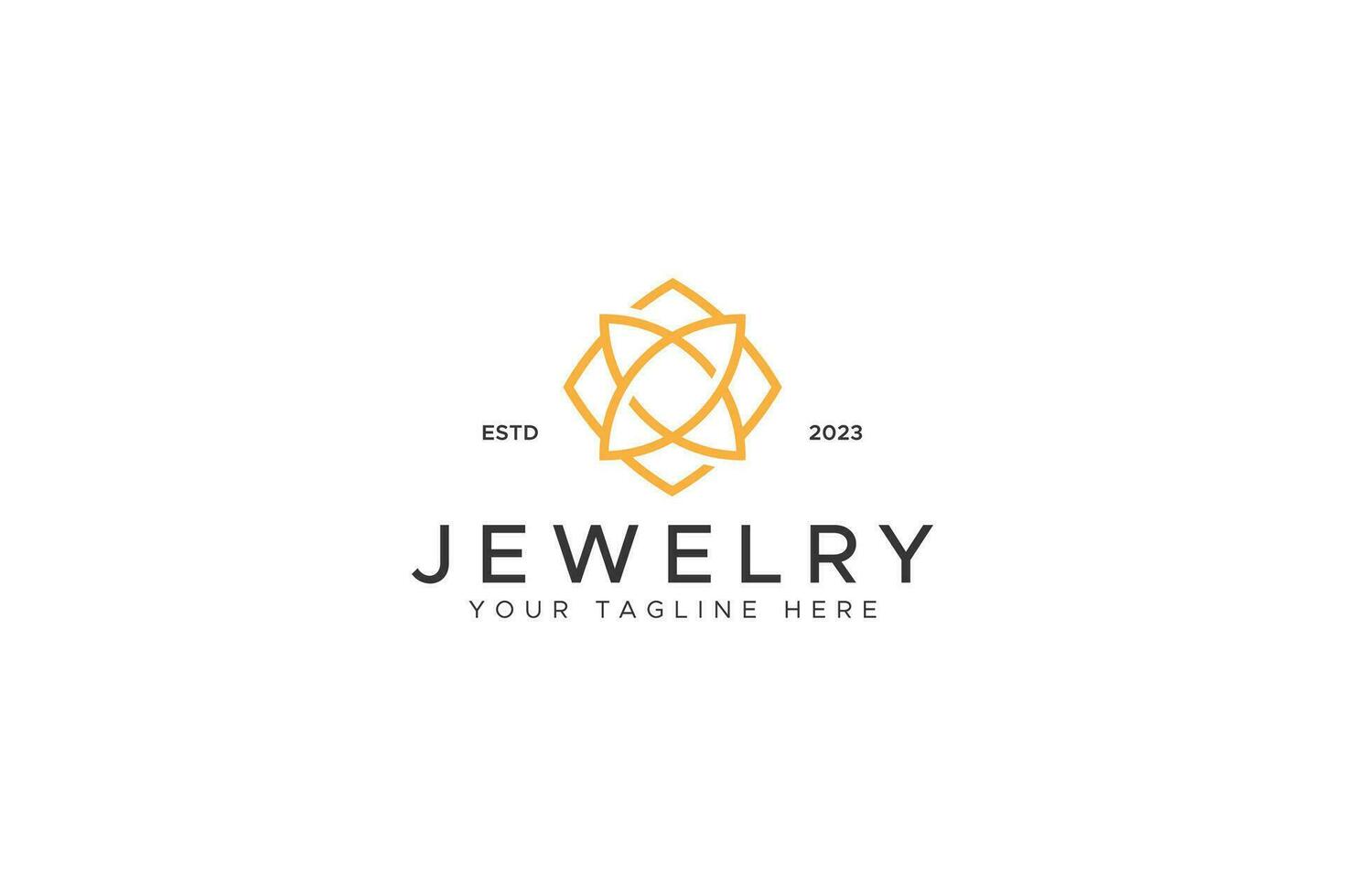 luxo Prêmio joalheria abstrato geométrico cristal e pedra preciosa ouro logotipo conceito vetor