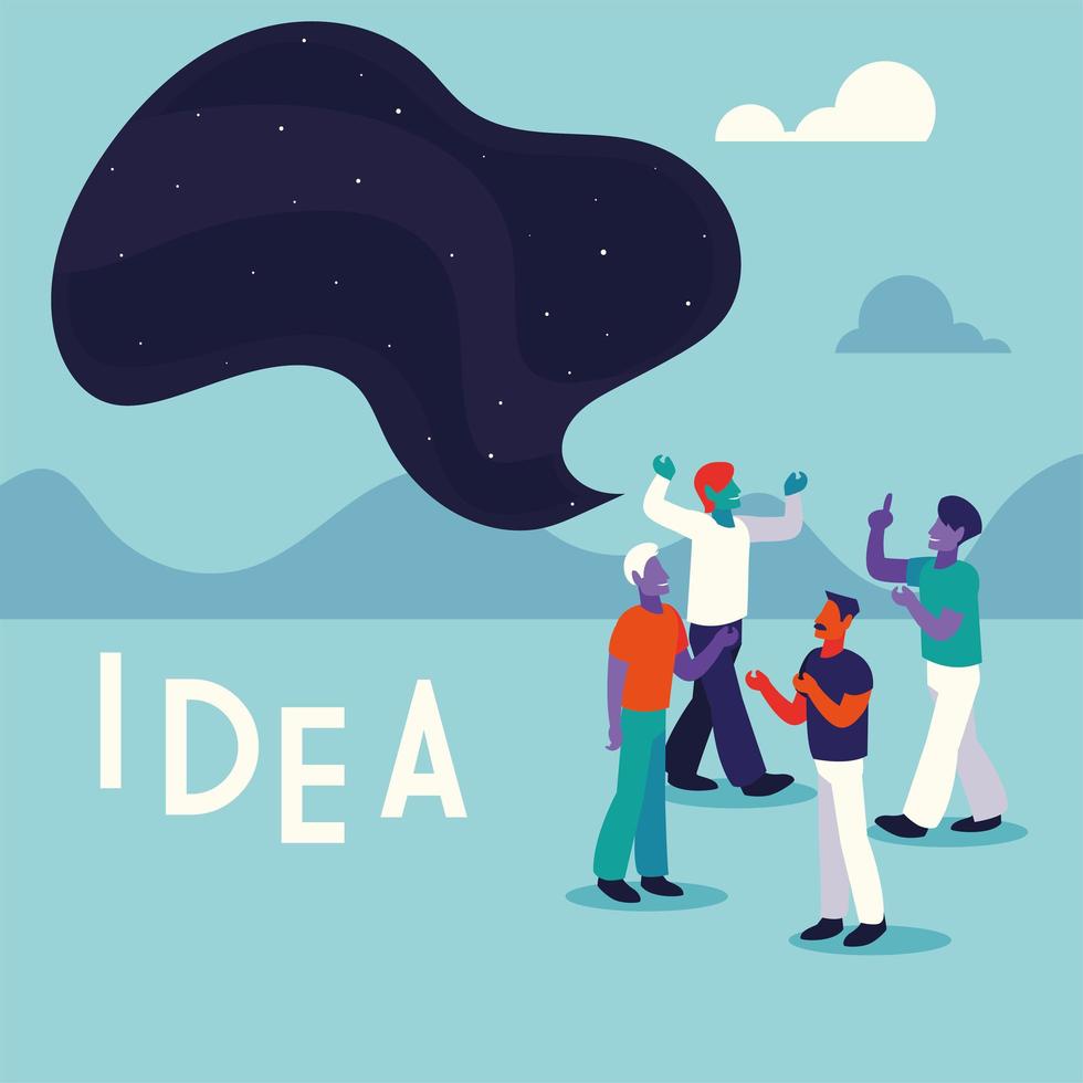empresários com rótulo de ideias, pessoas e ideias vetor