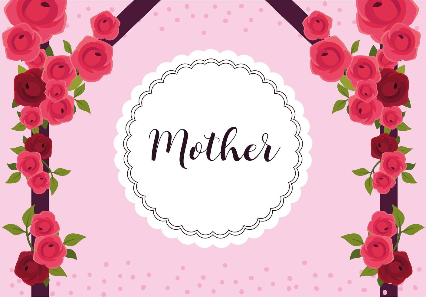 etiqueta de cartão mãe com moldura de flor vetor