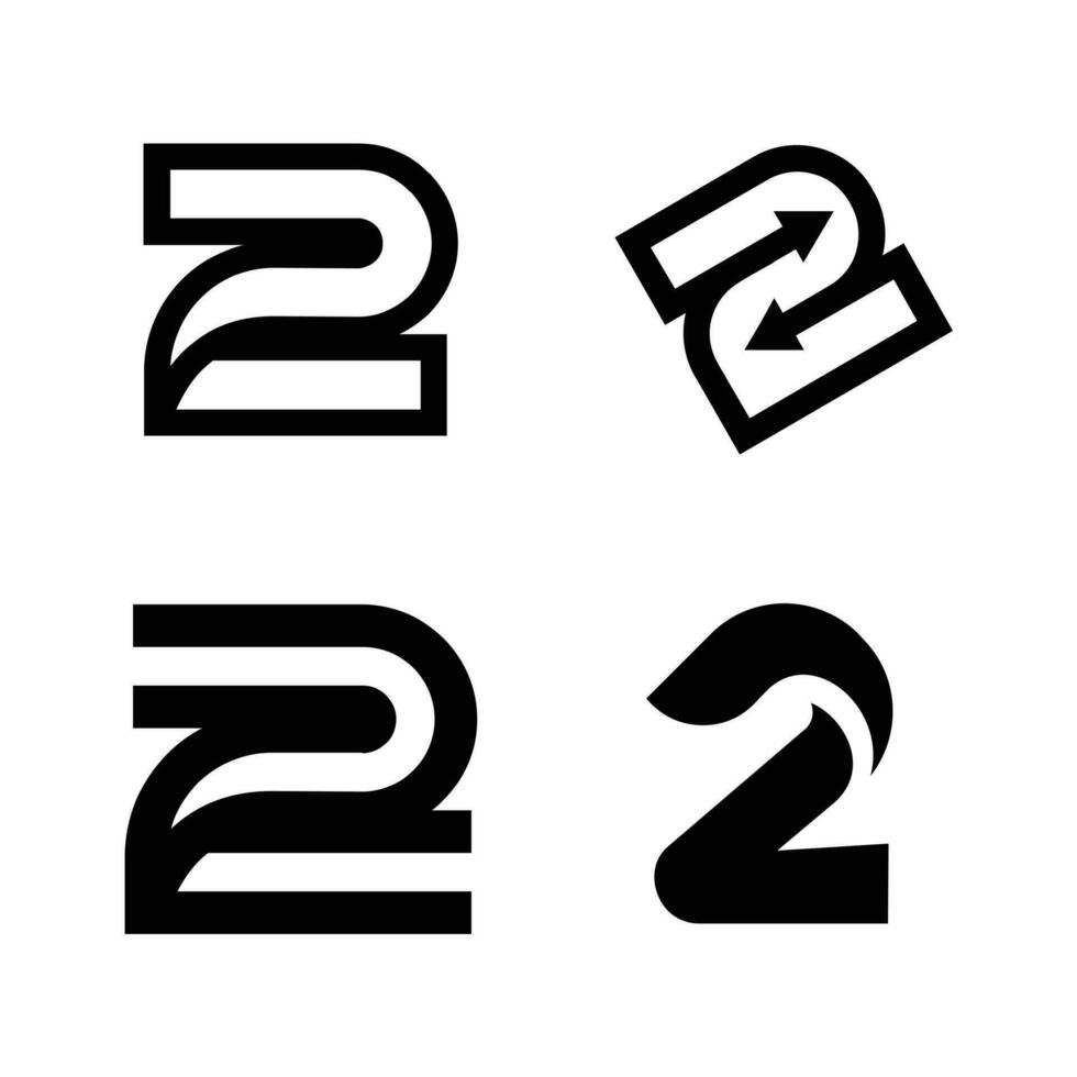 dois 2 logotipo carta monograma mínimo moderno Projeto vetor
